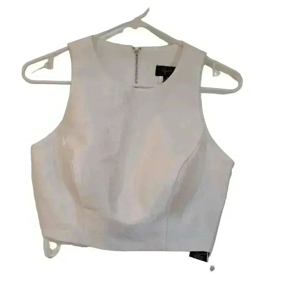 Aqua Women's White Polyester Lined Sleeveless Cropped Top NEW - Picture 2 of 10